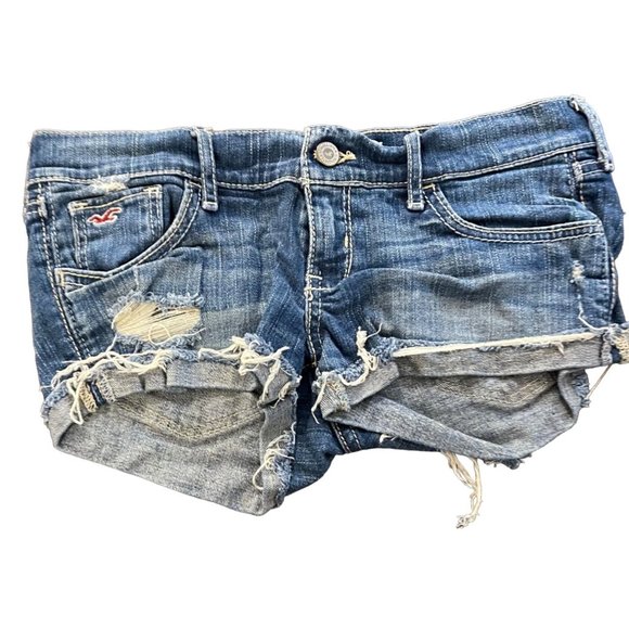 Hollister Pants - Hollister Short LOW-RISE DISTRESSED Medium WASH DENIM SHORTS 2"